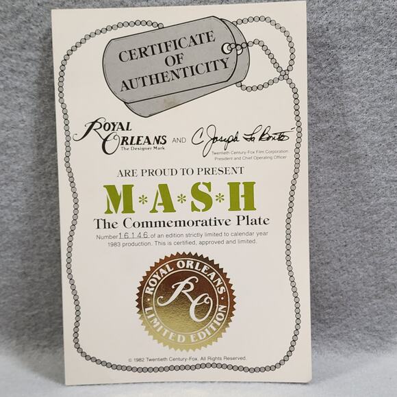 Vintage Royal Orleans Mash 4077th Commemorative Plate Limited Edition with Box - Picture 3 of 9